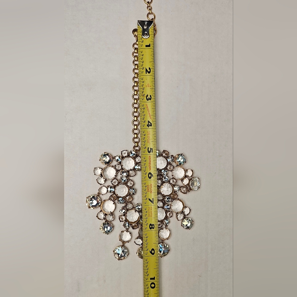 [J. CREW] Gold Crystal Drop Bib Statement Necklace - Picture 11 of 16